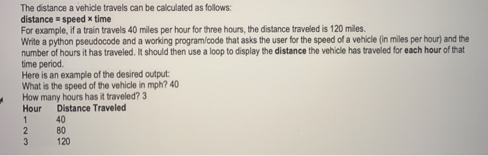 Solved The distance a vehicle travels can be calculated as | Chegg.com