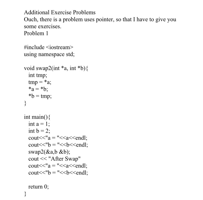 Solved Additional Exercise Problems Ouch, there is a problem | Chegg.com