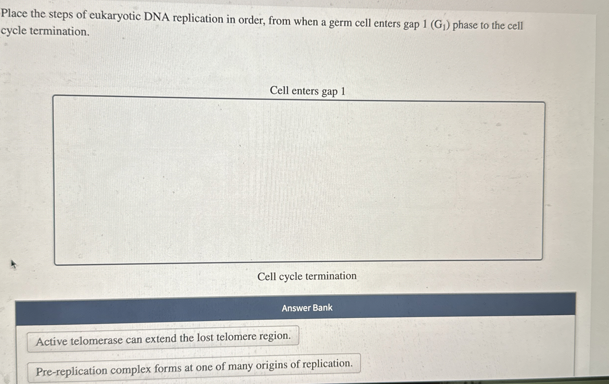 Solved Place the steps of eukaryotic DNA replication in | Chegg.com
