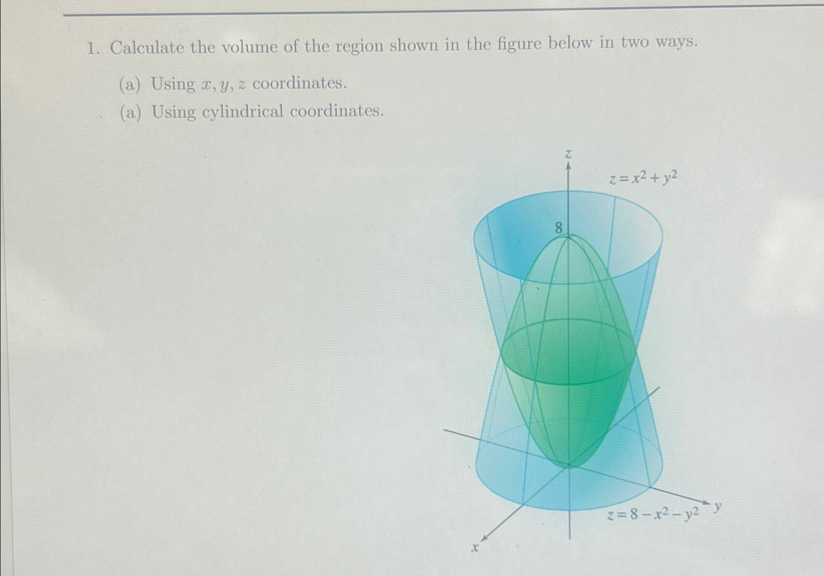 Solved Calculate the volume of the region shown in the | Chegg.com