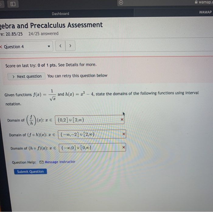 Solved 0 Awamap.c Dashboard WAMAP gebra and Precalculus | Chegg.com