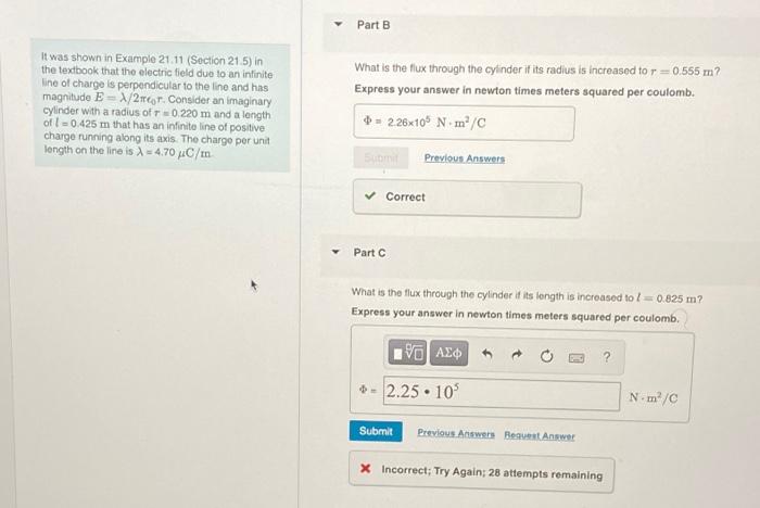 Solved Part B It was shown in Example 21.11 (Section 21.5) | Chegg.com