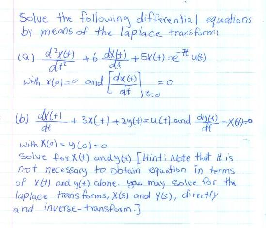 Solved Solve The Following Differential Equations By Means