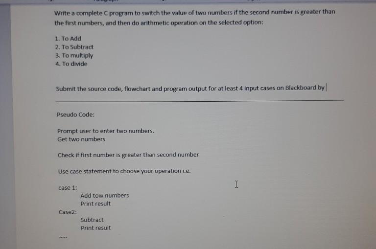 Solved Write a complete C program to switch the value of two | Chegg.com