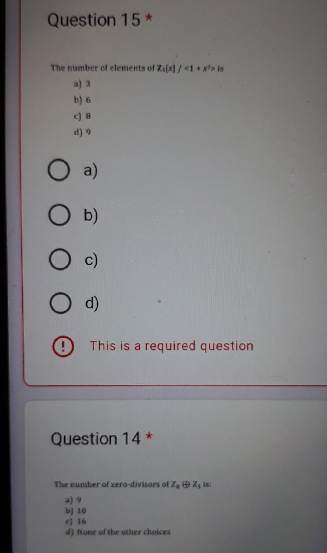 Solved The number of elements of Z3[x]/ is a) 3 b) 6