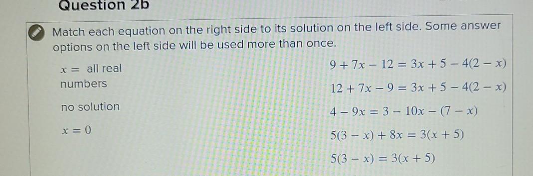 Solved Question 2b Match each equation on the right side to | Chegg.com
