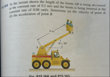 Solved 6, 64 At the instant shown the length of the boom AB | Chegg.com
