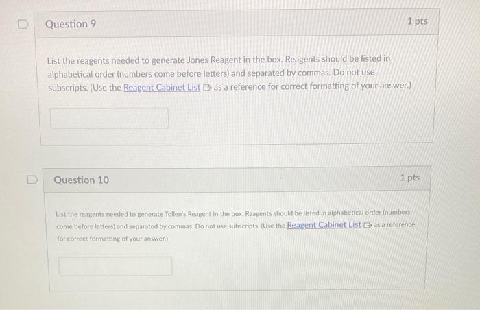 Solved List the reagents needed to generate Jones Reagent in 