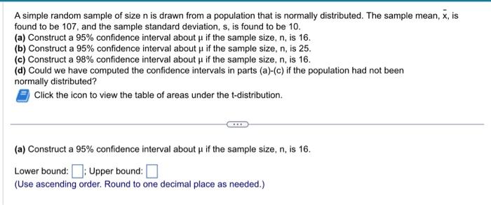 Solved A simple random sample of size n is drawn from a | Chegg.com