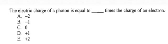 Solved The electric charge of a photon is equal to times the | Chegg.com