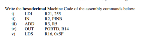 Solved Write the hexadecimal Machine Code of the assembly | Chegg.com