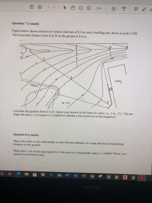 Solved Questions I to 6(1 mark each) A topographic map shows | Chegg.com