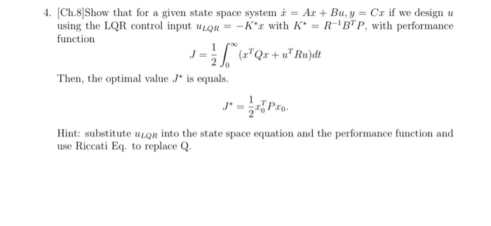 Solved 4 Ch 8 Show That For A Given State Space System Chegg Com chegg