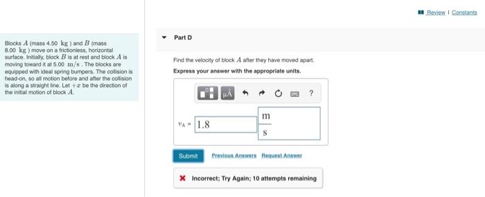 Solved Blocks A (mass 4.50lg ) And B (mass B.00 Kg ) Move On | Chegg.com