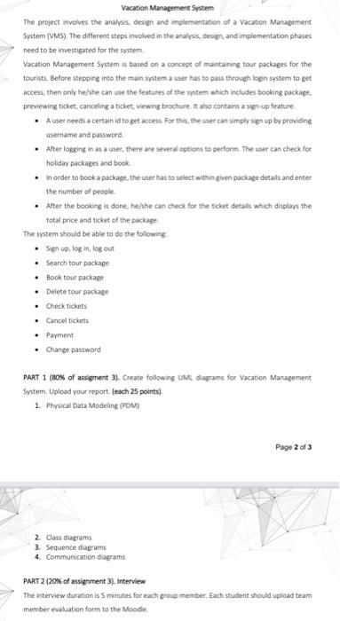 Solved Vacation Management System The project involves the | Chegg.com