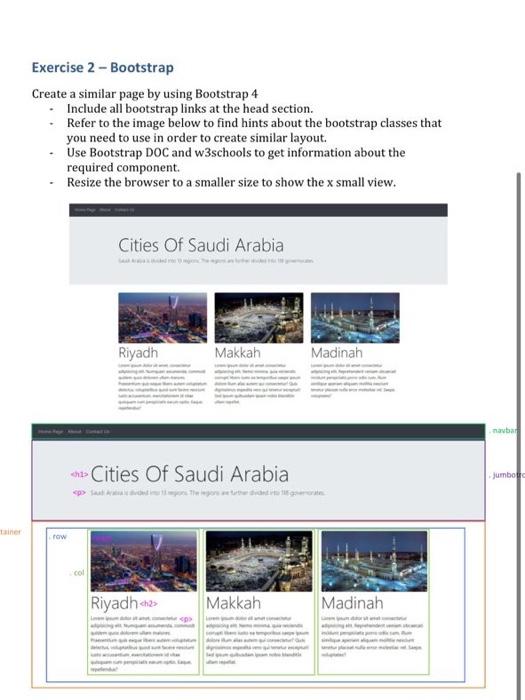 Solved Exercise 2 - Bootstrap Create A Similar Page By Using | Chegg.com