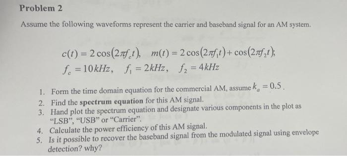 Solved Problem 2 Assume the following waveforms represent | Chegg.com