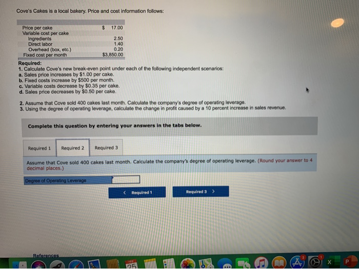 Solved Cove's Cakes is a local bakery. Price and cost