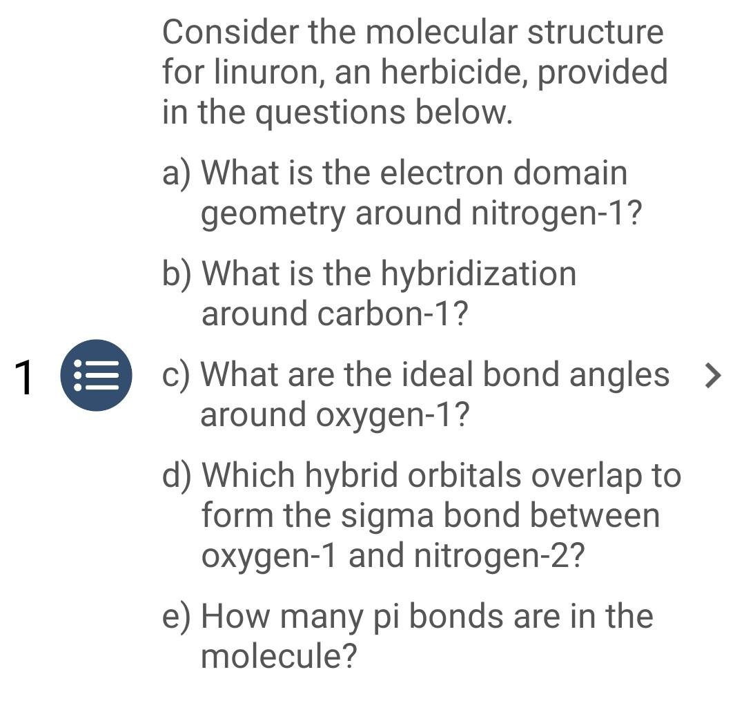 Solved Consider the molecular structure for linuron, an | Chegg.com