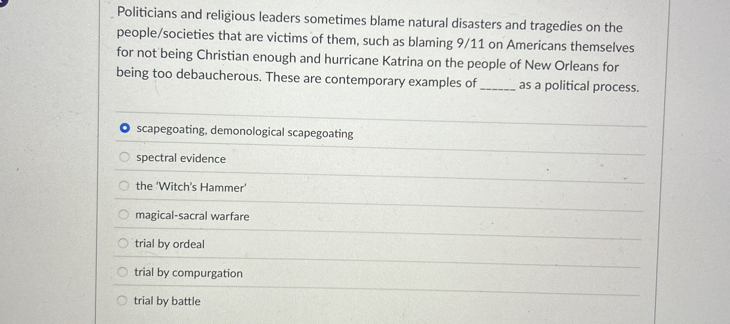 Solved Politicians and religious leaders sometimes blame | Chegg.com