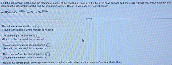 Solved Find The Consumers' Surplus And The Producers' | Chegg.com