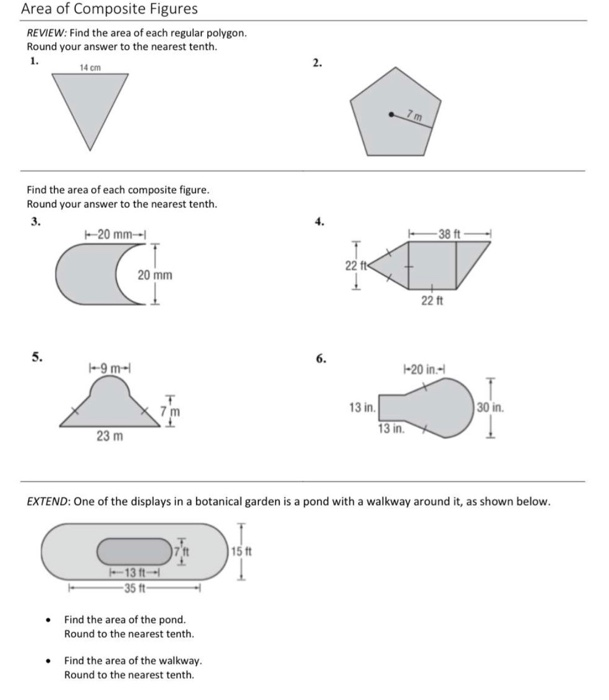 Solved Area of Composite Figures REVIEW: Find the area of | Chegg.com