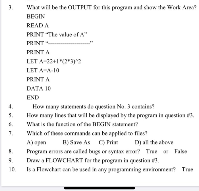Solved 3. What will be the OUTPUT for this program and show | Chegg.com