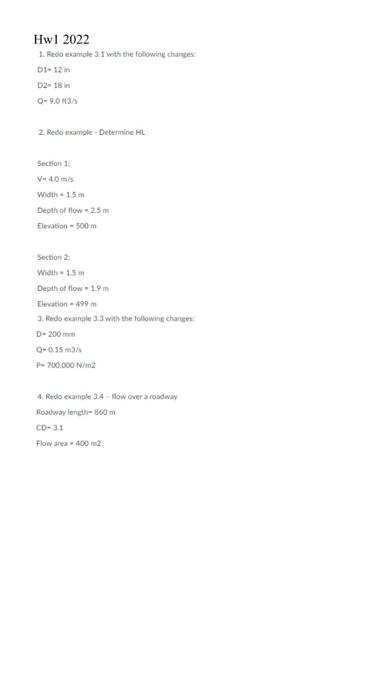 Hw I 2022 1. Fiedo examole 3.1 with the following | Chegg.com