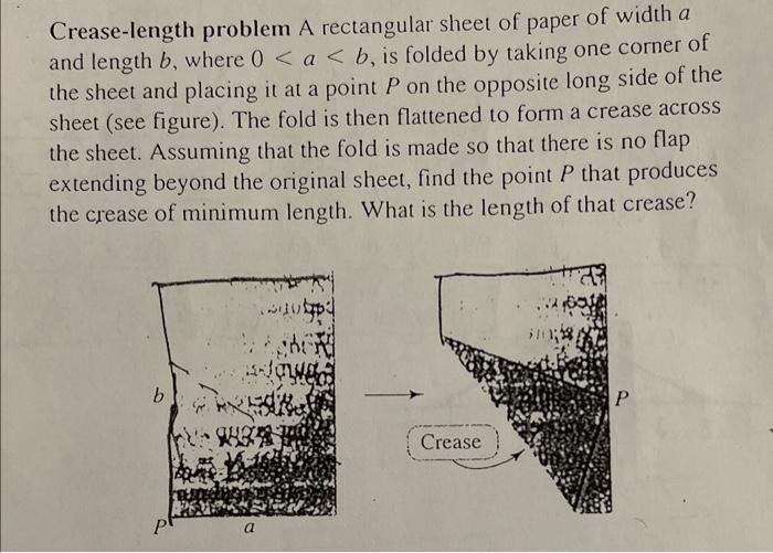 Solved Crease-length problem A rectangular sheet of paper of | Chegg.com