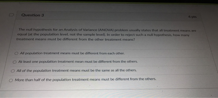 what is the null hypothesis tested by analysis of variance