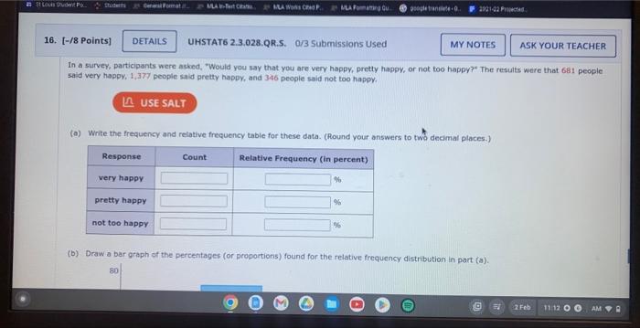 Solved In a survey. participants were asked, "Would you say | Chegg.com