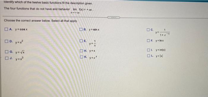 Solved Identify which of the twelve basic functions fit the | Chegg.com