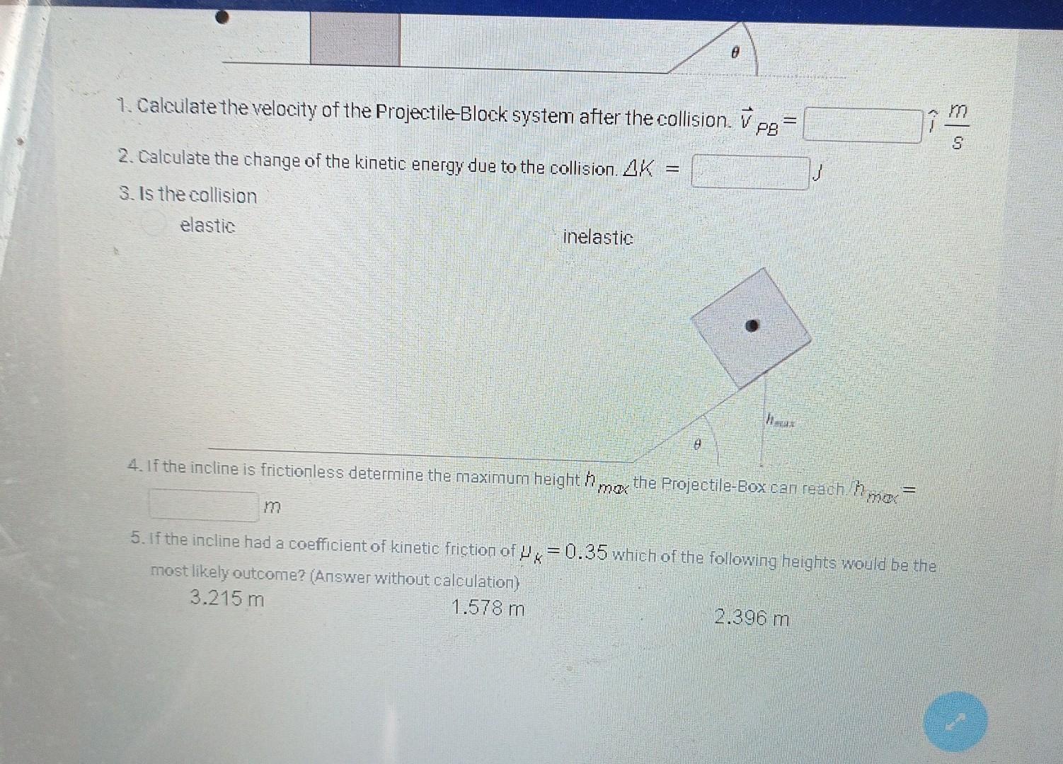 Solved 1. Calculate the velocity of the Projectile-Block | Chegg.com