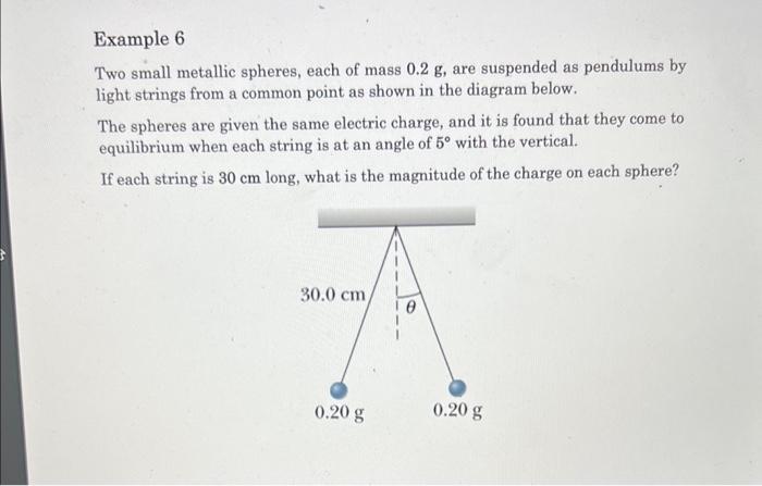 Solved Example 6 Two small metallic spheres, each of mass | Chegg.com