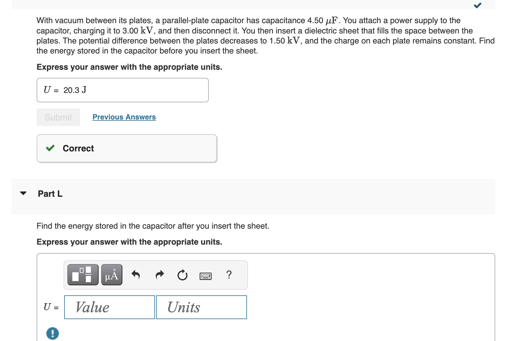 Solved With vacuum between its plates, a parallelplate