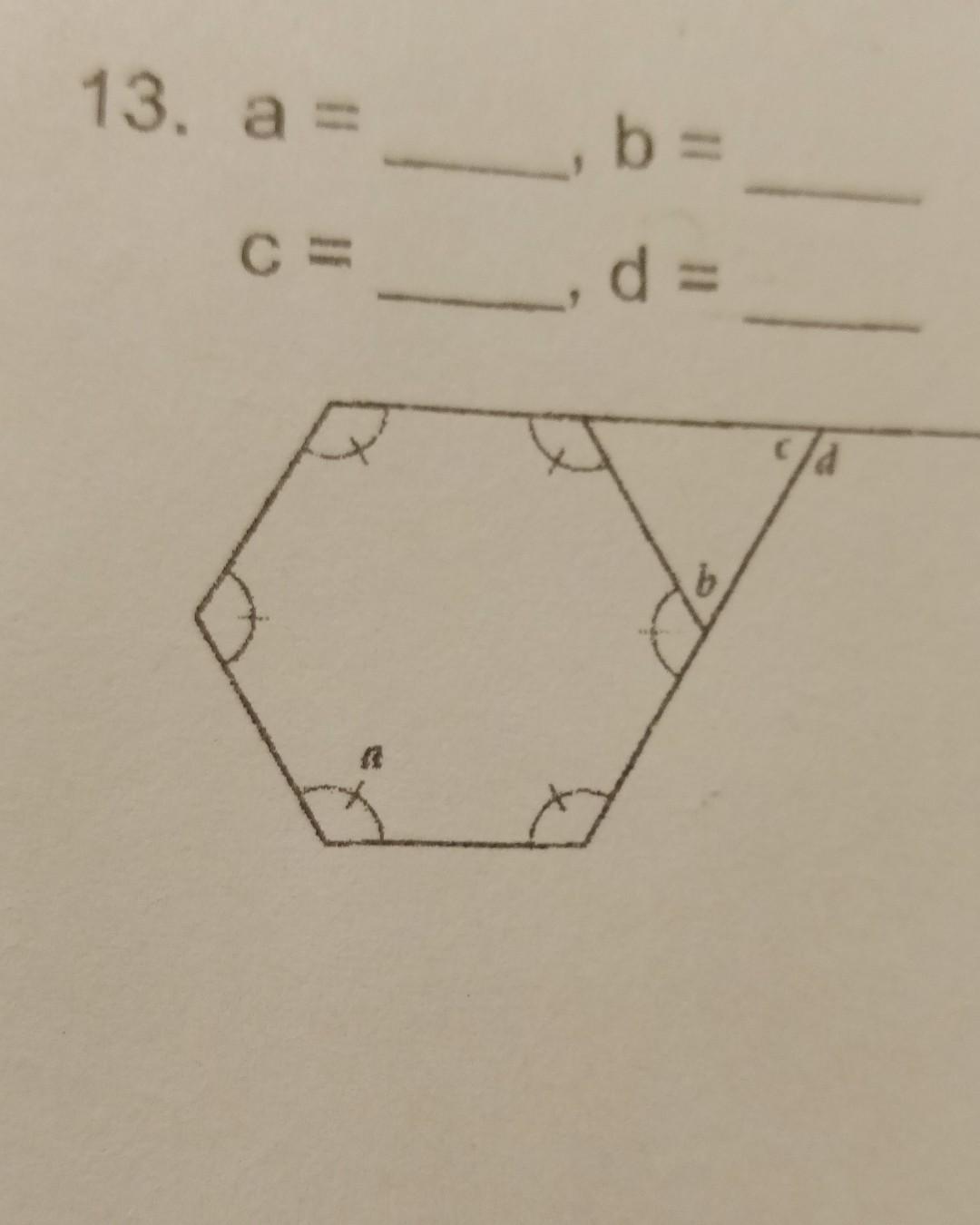 Solved 13. a = b C= ___, d = | Chegg.com