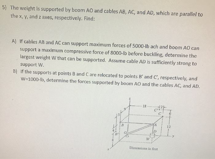 Solved A 1000-lb weight is supported by three cables, as