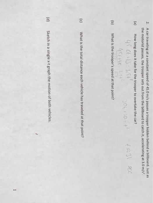 Solved 2. A car traveling at a constant speed of 45.0 m/s | Chegg.com
