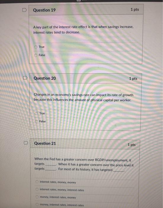 Solved Question 19 1 pts A key part of the interest rate | Chegg.com