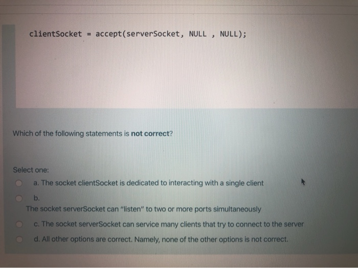 Solved The following is a partial code of a server program | Chegg.com