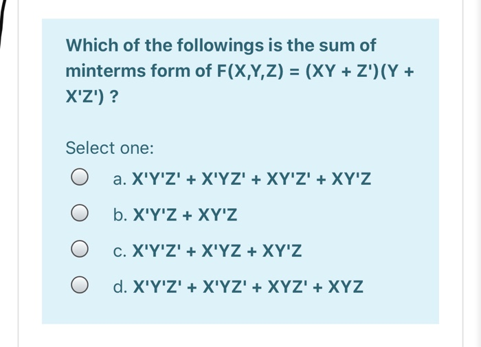 Solved Express F X Y Z Xy Z Y X Z As Product Of Chegg Com