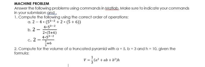 Solved MACHINE PROBLEM Answer the following problems using | Chegg.com