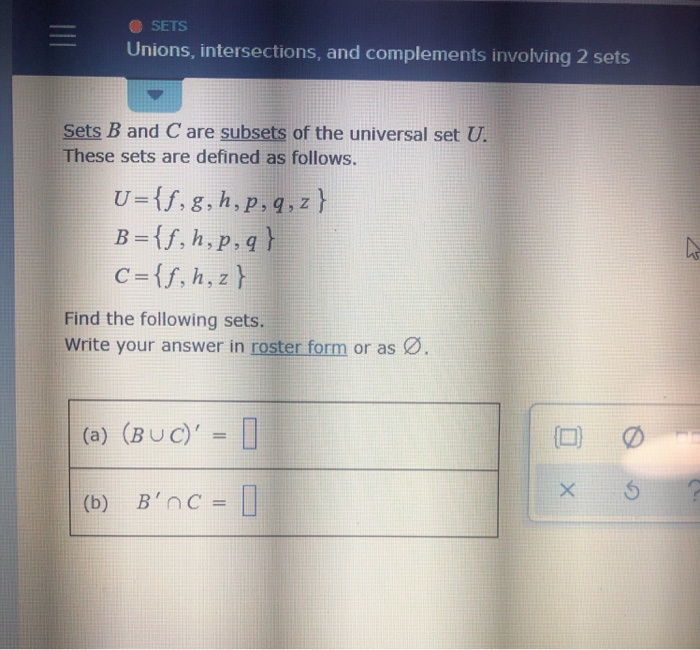 Solved Sets Unions Intersections And Complements Involv Chegg Com