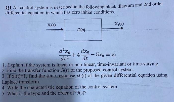 Solved Q1 An control system is described in the following | Chegg.com