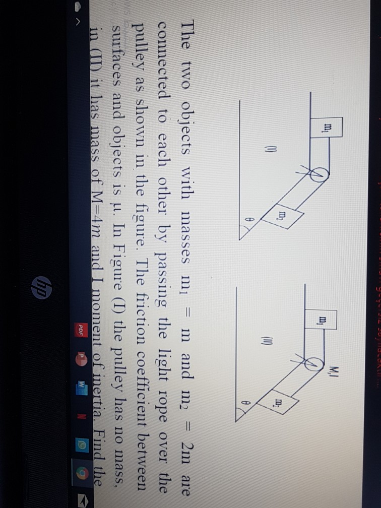 Solved MI m (0) The two objects with masses mi m and m2 2m | Chegg.com