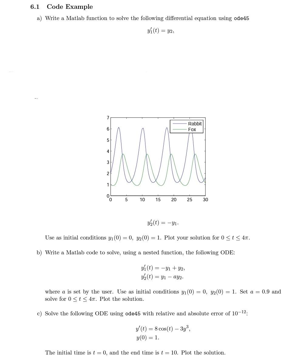 Solved 6.1 Code Example a) Write a Matlab function to solve | Chegg.com