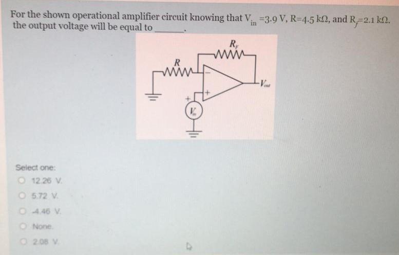Solved For the shown operational amplifier circuit knowing | Chegg.com