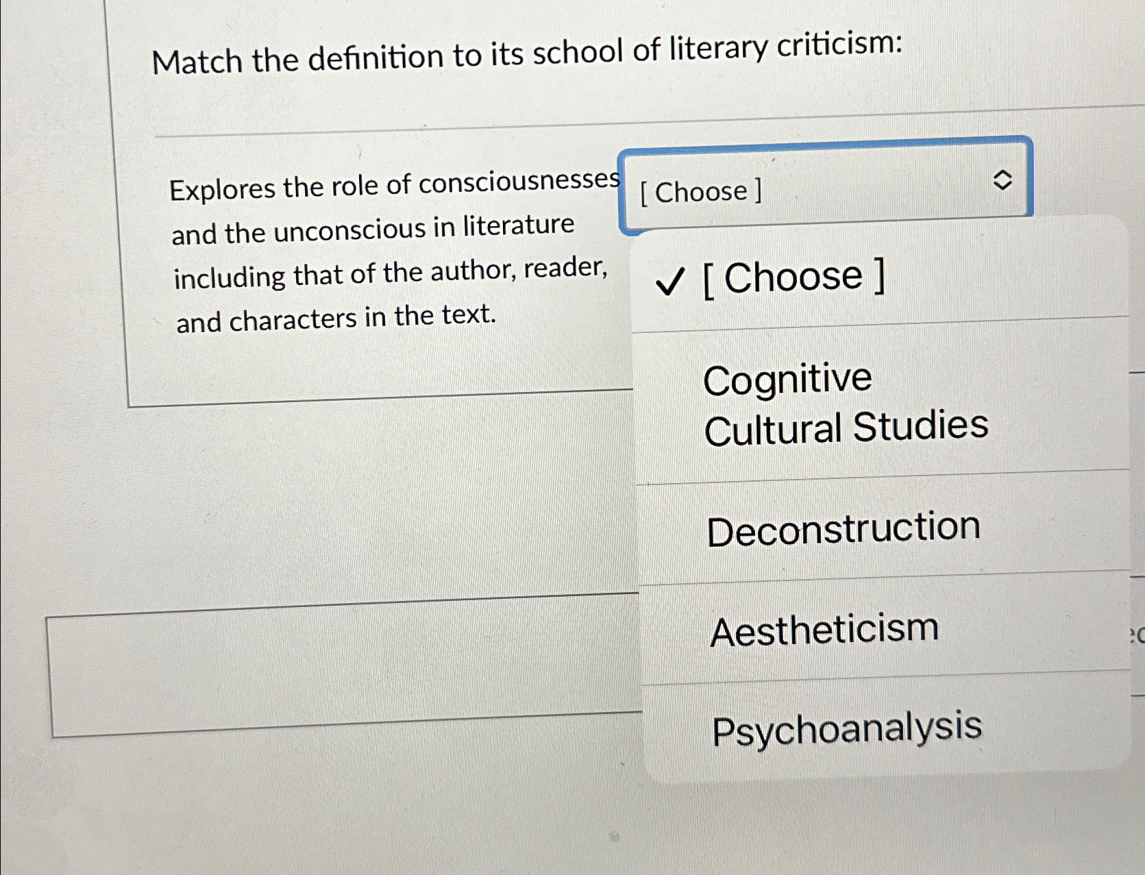 Solved Match The Definition To Its School Of Literary | Chegg.com