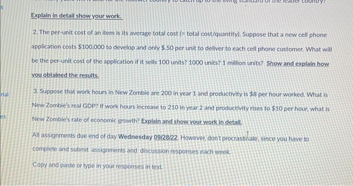 Solved Chapter 8 Economic Growth Assignment Question | Chegg.com