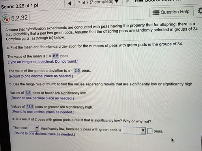 Solved 7 of 7 (7 complete) Score: 0.26 of 1 pt Question Help | Chegg.com